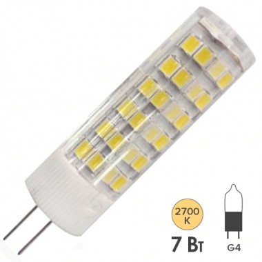 Купить Лампа светодиодная ЭРА LED JC-7W-220V-CER-827-G4 теплый свет 604519