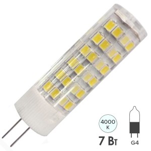 Лампа светодиодная ЭРА LED JC-7W-220V-CER-840-G4 белый свет 585360