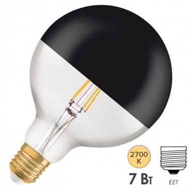 Отзывы Лампа Osram GLOBE125 Vintage 1906 LED CL MIRROR BLACK 7W 2700K E27 178x125mm черный мат