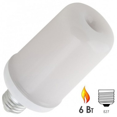 Купить Лампа светодиодная декоративная с эффектом пламени LED-L60 6W FLAME E27 FR 150-265V 65x135mm