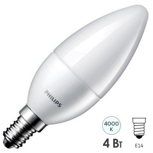 Отзывы Светодиодная лампа Philips ESS LED Candle B35 4W (40W) 827 220V E14 FR 330lm